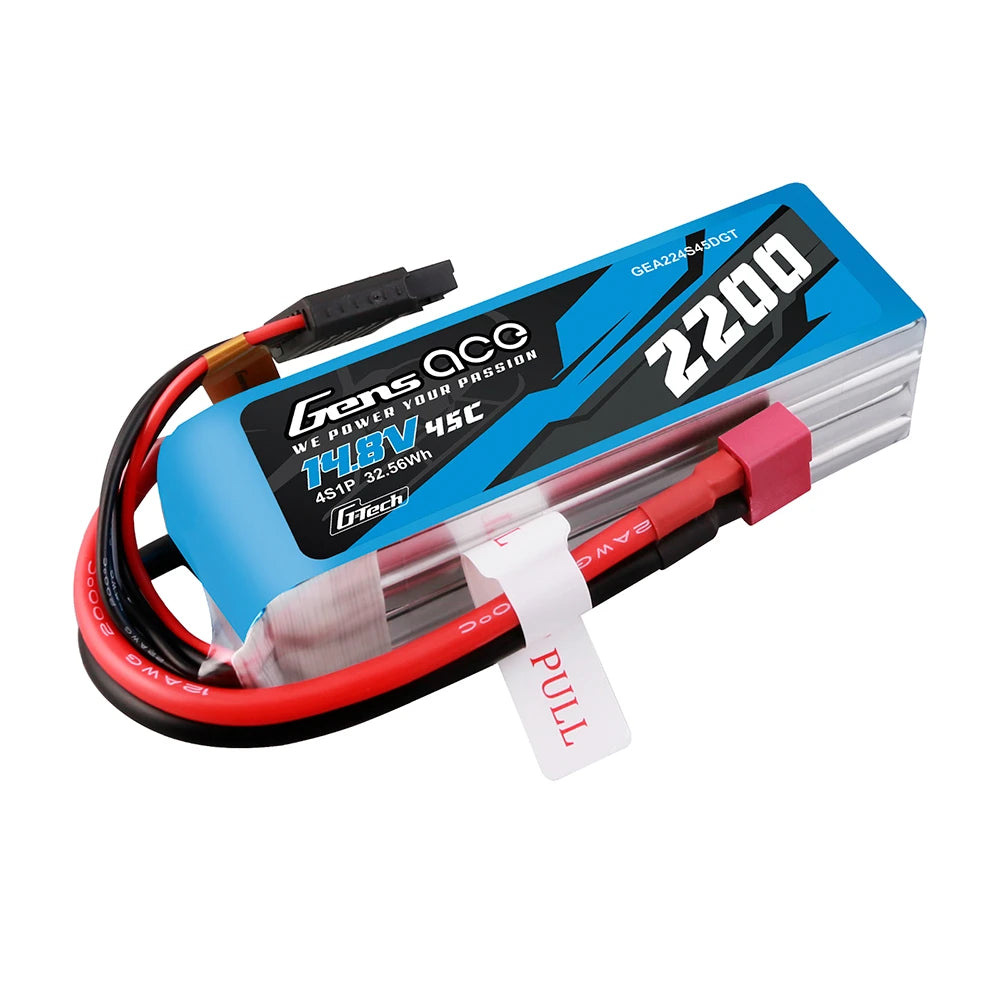 Gens ace 2200mAh 4S 45C 14.8V Lipo Battery | Deans Plug | Air Classic