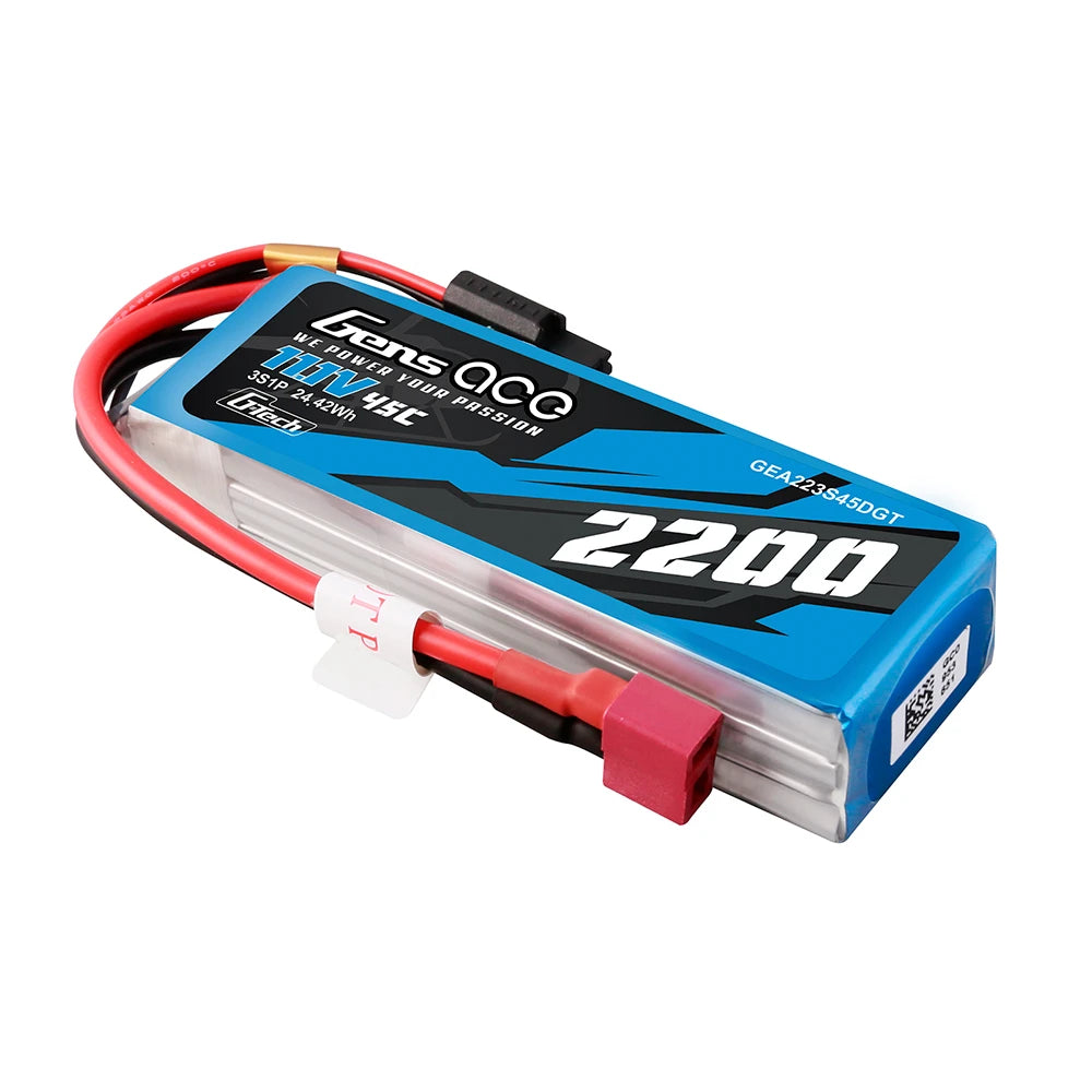 Gens ace 2200mAh 3S 45C 11.1V Lipo Battery | Deans Plug | Air Classic