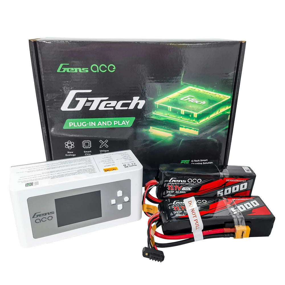 Gens ace 5000mAh 3S 60C Lipo ×2 + iMars D300 Charger [Combo]