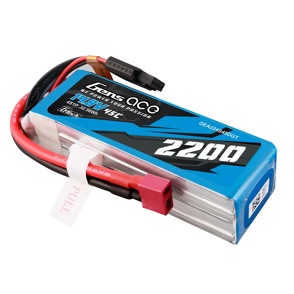 Gens ace 2200mAh 4S 45C 14.8V Lipo Battery | Deans Plug | Air Classic