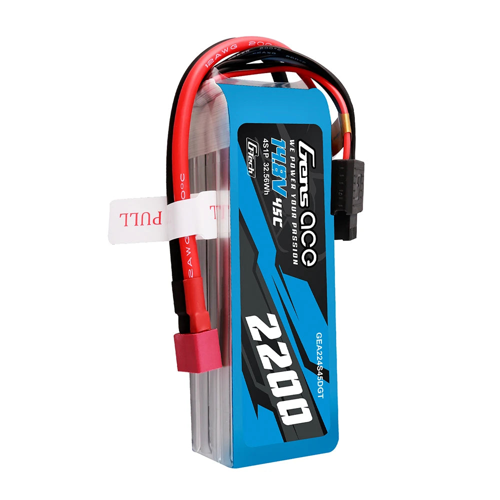 Gens ace 2200mAh 4S 45C 14.8V Lipo Battery | Deans Plug | Air Classic