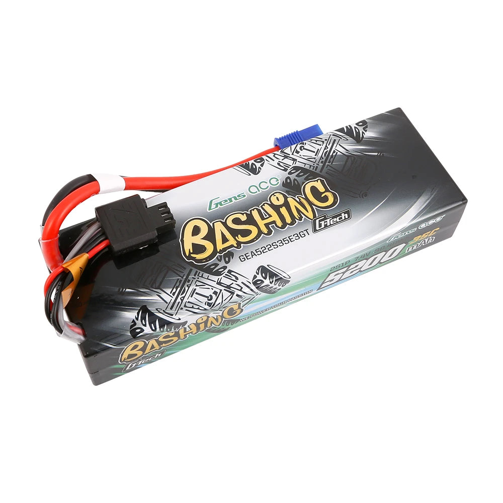 Gens ace 5200mAh 2S 35C 7.4V Lipo Battery | Hardcase | EC3 Plug | Bashing