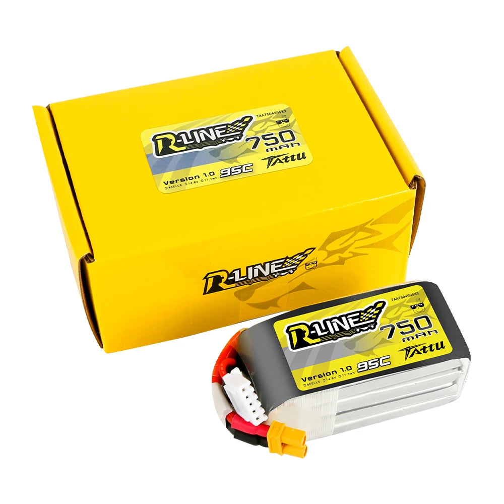 Tattu 750mAh 4S 95C 14.8V Lipo Battery | XT30 Plug | R-Line 1.0