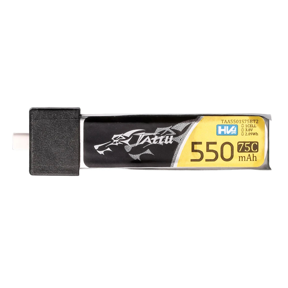 Tattu 550mAh 1S 75C 3.8V(HV) Lipo Battery | BT 2.0 Plug | FPV Classic (5pcs)