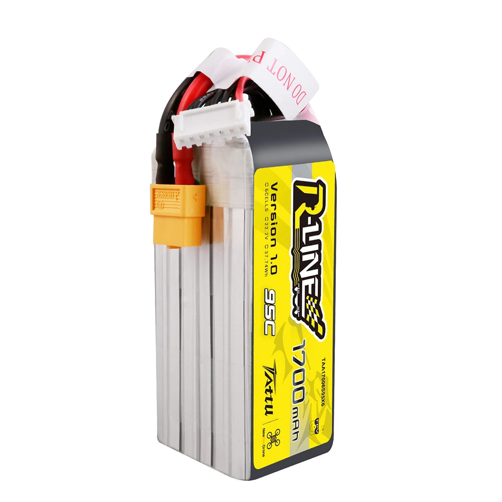 Tattu 1700mAh 6S 95C 22.2V Lipo Battery | XT60 Plug | R-Line 1.0