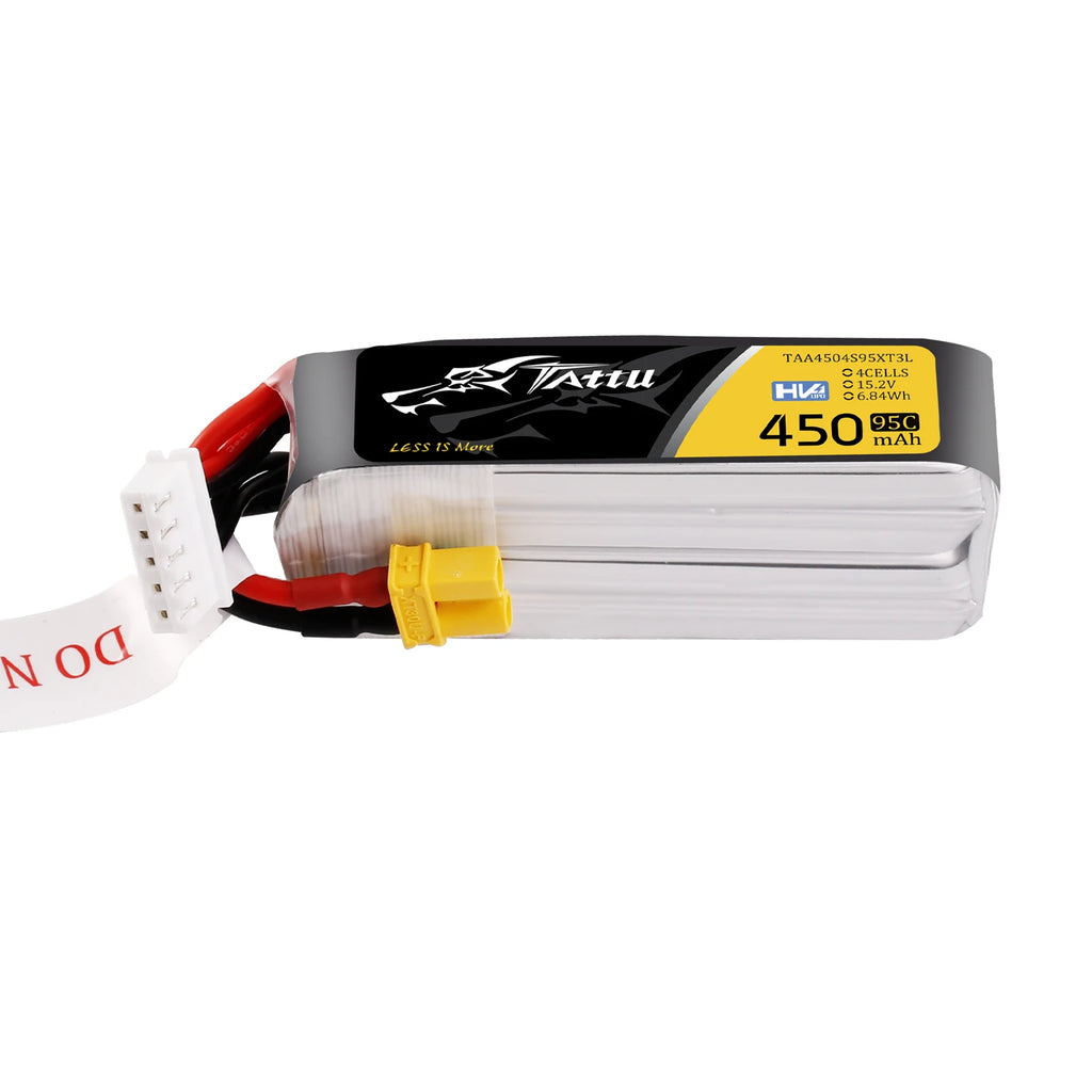 Tattu 450mAh 4S 95C 15.2V(HV) Long Lipo Battery | XT30 Plug | FPV Classic