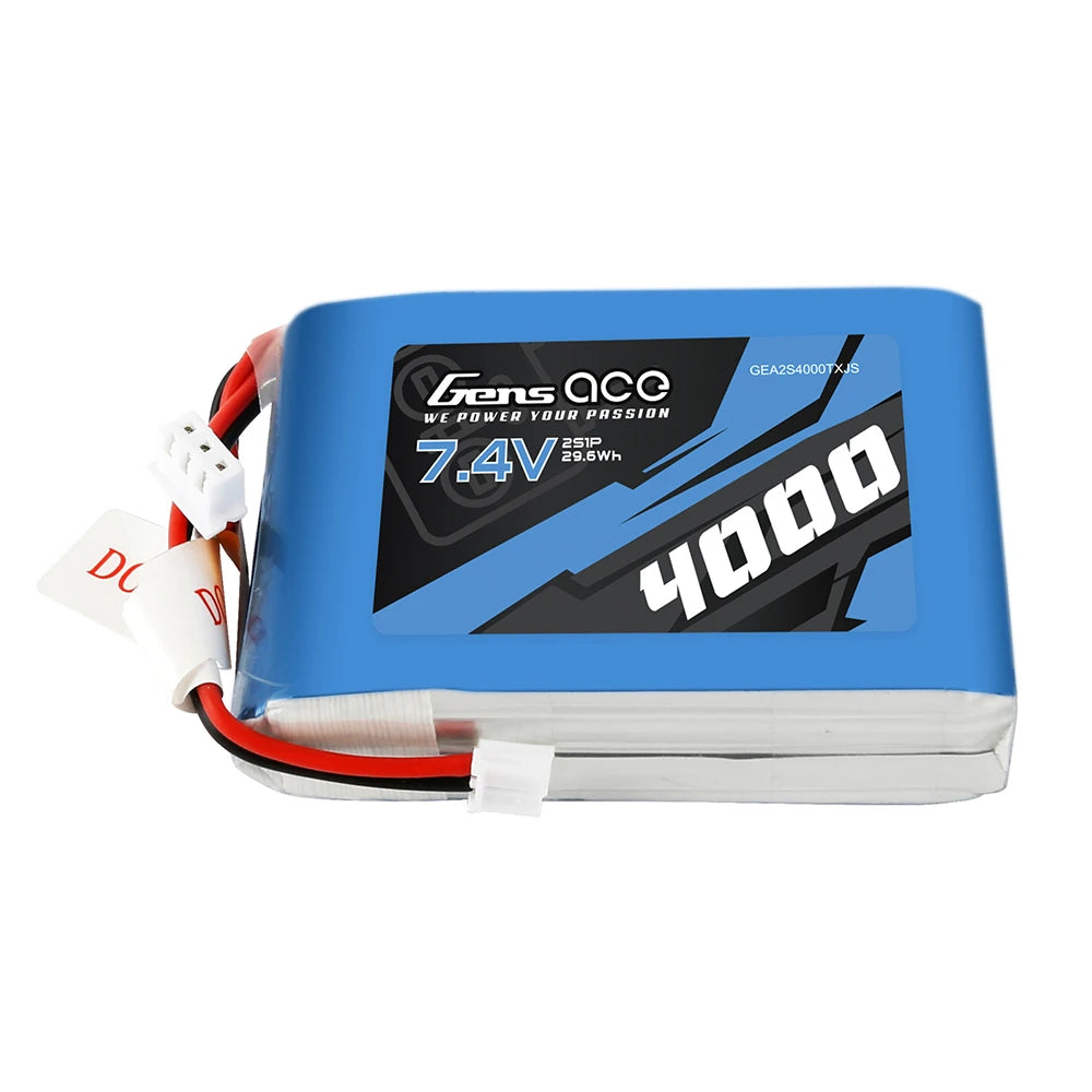 Gens ace 4000mAh 2S 7.4V Lipo Battery | JST-EHR Plug | TX&RX