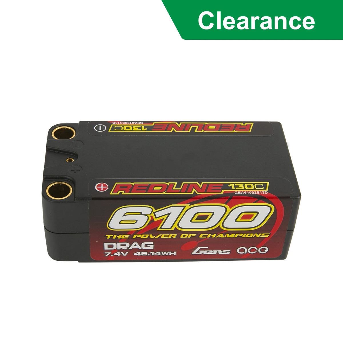 Gens ace 6100mAh 2S 130C 7.4V Shorty Lipo Battery | 8.0mm bullet | Redline 1.0