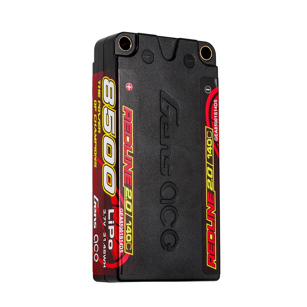 Gens ace 8500mAh 1S 140C 3.7V Shorty Lipo Battery | 5.0mm bullet | Redline 2.0