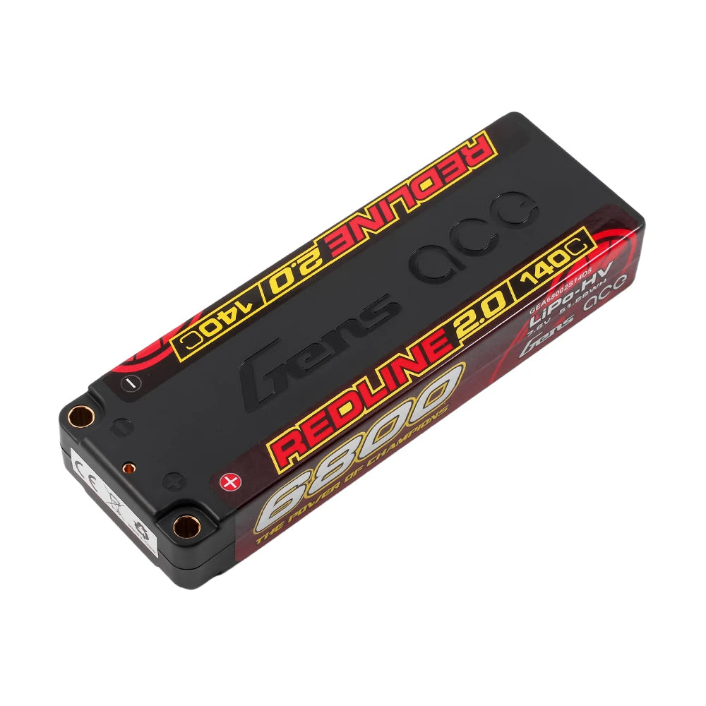 Gens ace 6800mAh 2S 140C 7.6V(HV) Lipo Battery | 5.0mm bullet | Redline 2.0