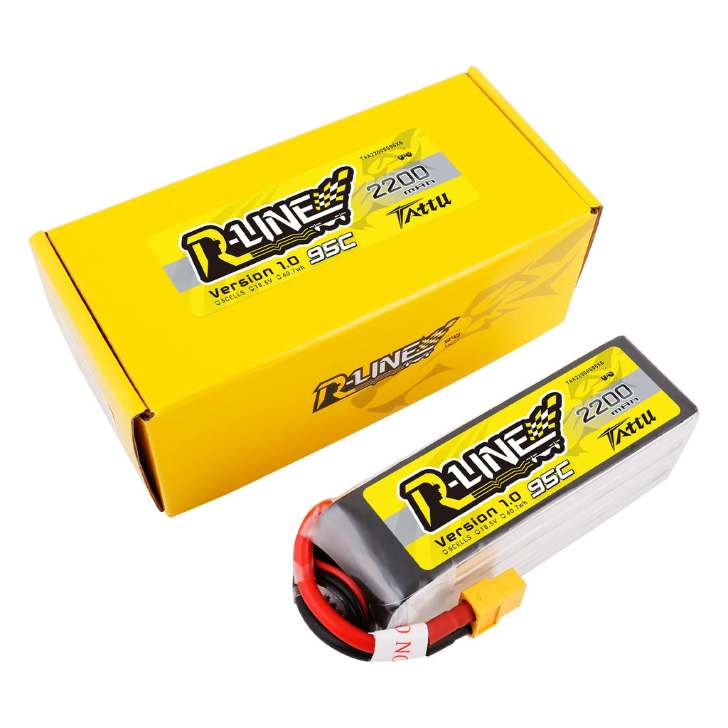 Tattu 2200mAh 5S 95C 18.5V Lipo Battery | XT60 Plug | R-Line 1.0