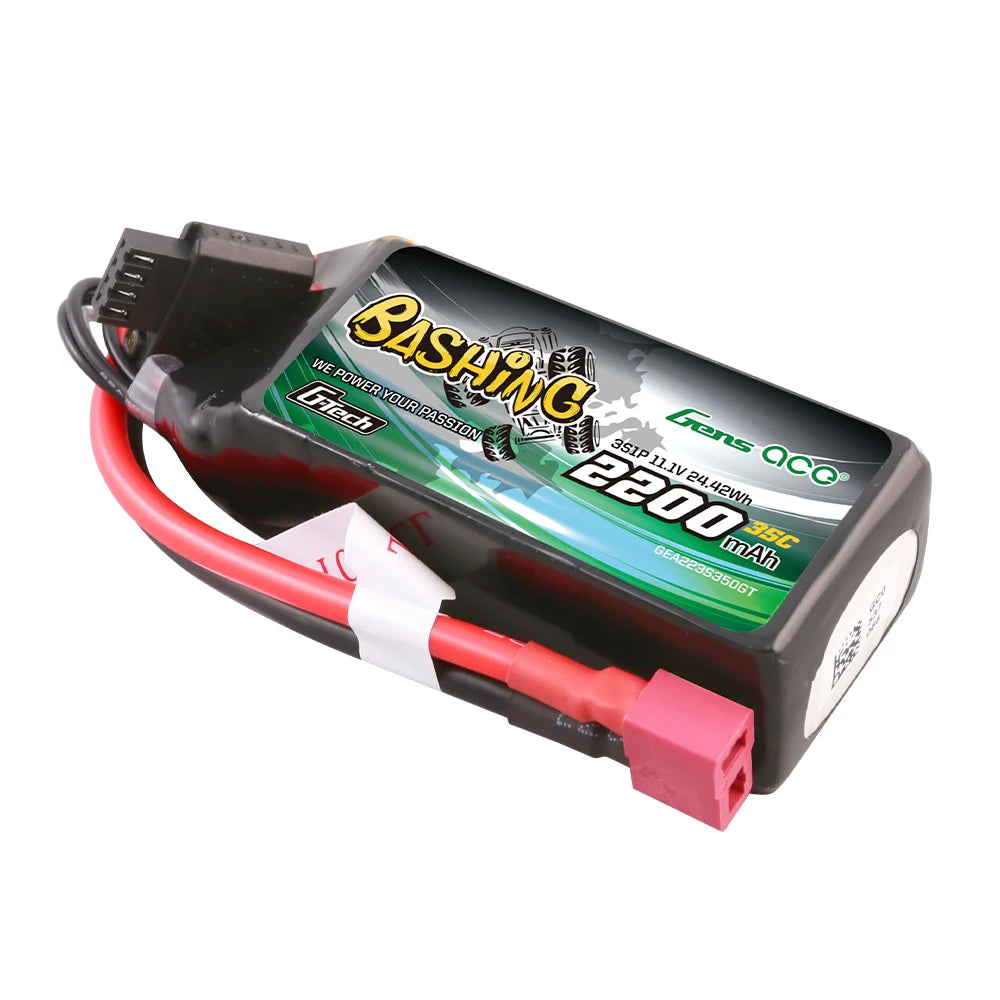 Gens ace 2200mAh 3S 35C 11.1V Lipo Battery | Deans Plug | Bashing