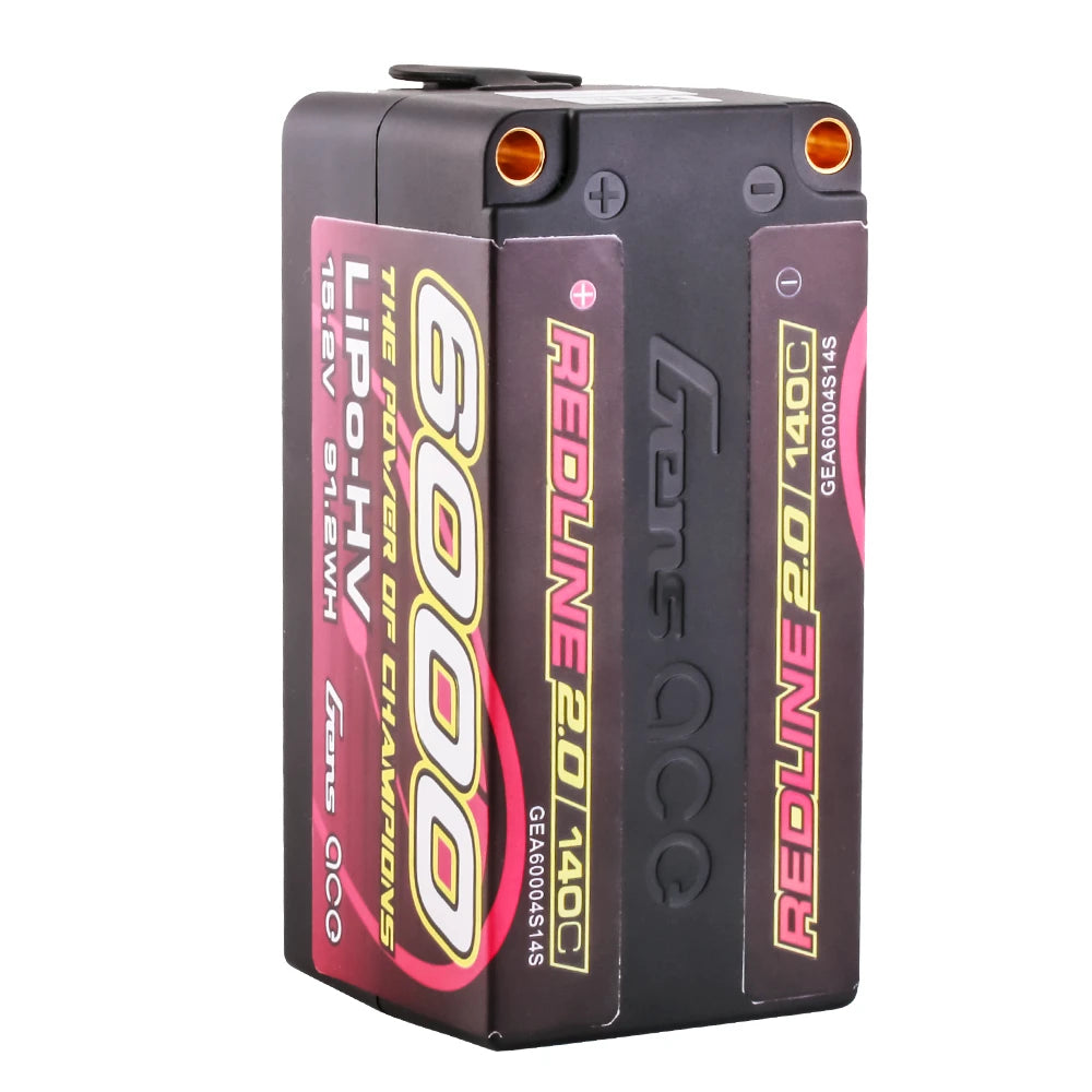 Gens ace 6000mAh 4S 140C 15.2V(HV) Shorty Lipo Battery | 5.0mm bullet | Redline 2.0