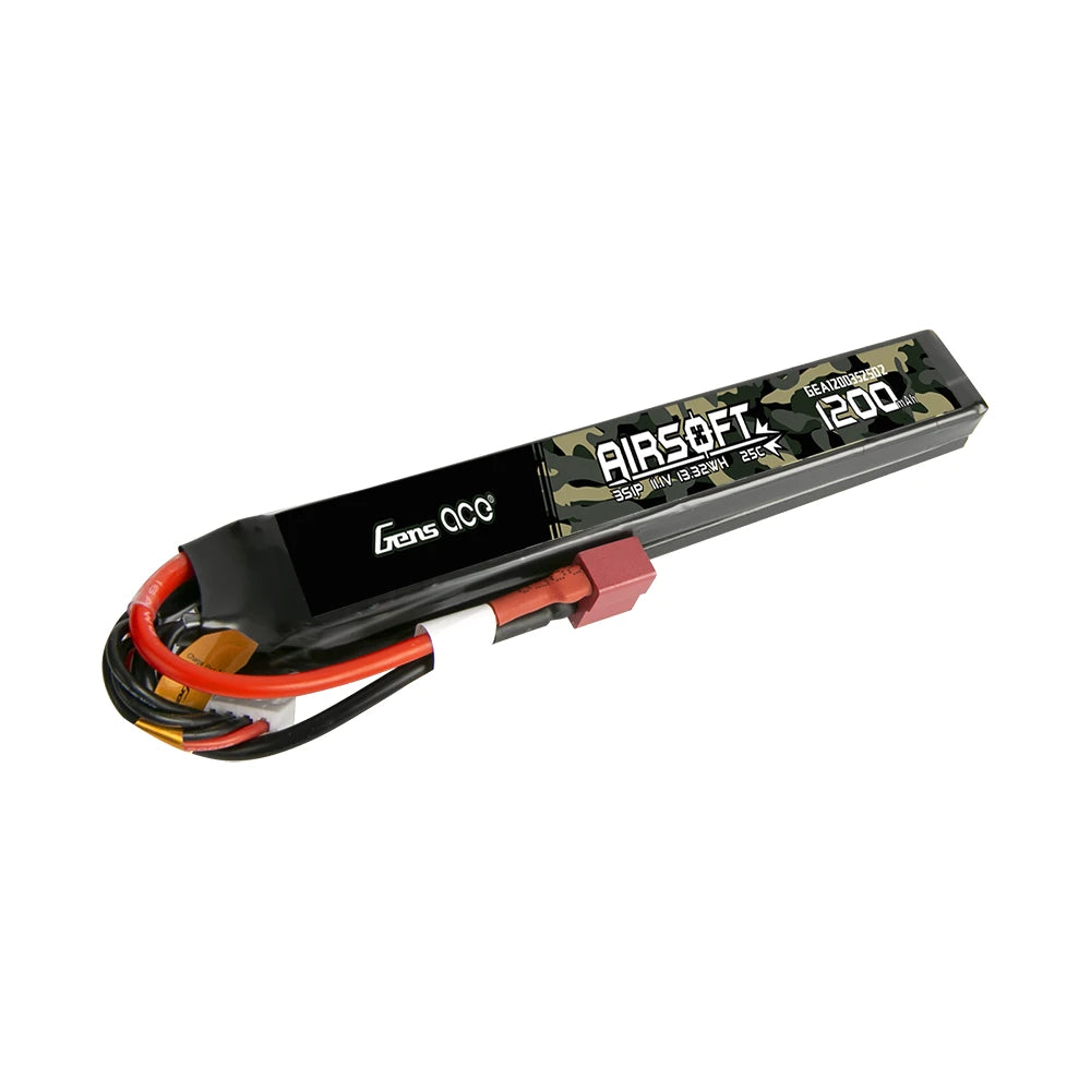 Gens ace 1200mAh 3S 25C 11.1V Lipo Battery | Deans Plug | Airsoft