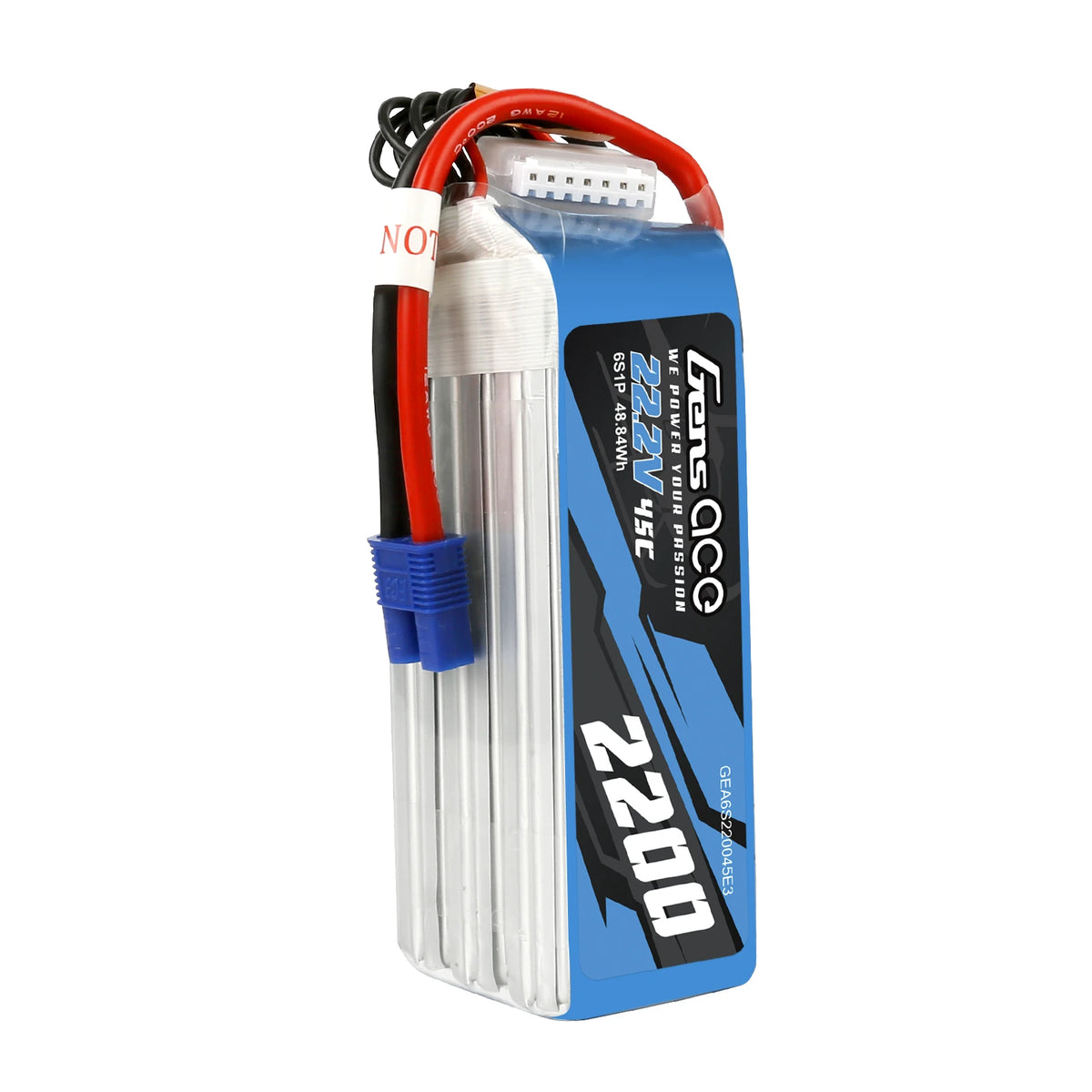 Gens ace 2200mAh 6S 45C 22.2V Lipo Battery | EC3 Plug | Air Classic (Non-G-Tech)