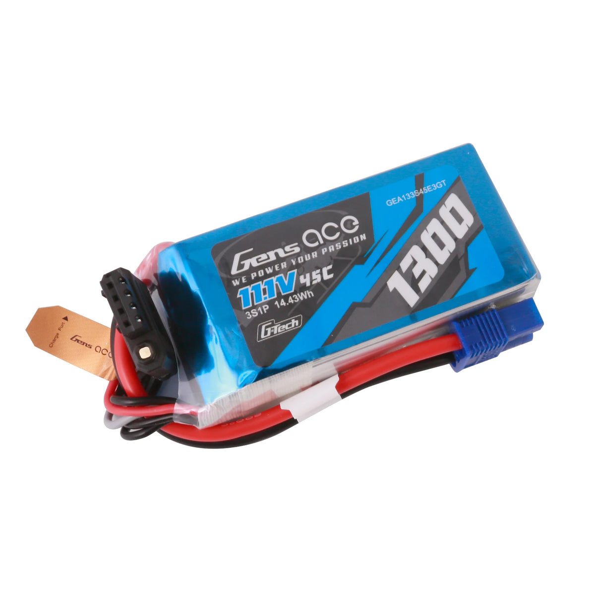 Gens ace 1300mAh 3S 45C 11.1V Lipo Battery | EC3 Plug | Air Classic