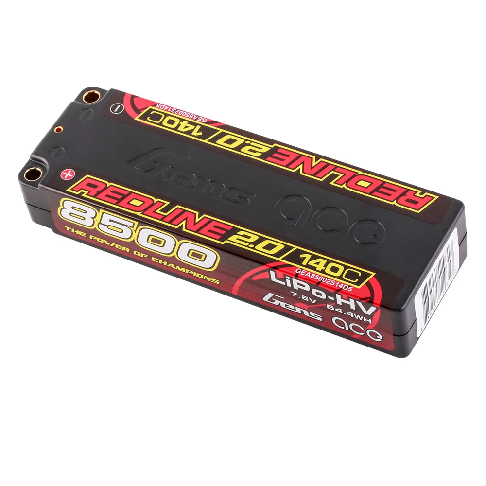 Gens ace 8500mAh 2S 140C 7.6V(HV) Lipo Battery | 5.0mm bullet | Redline 2.0