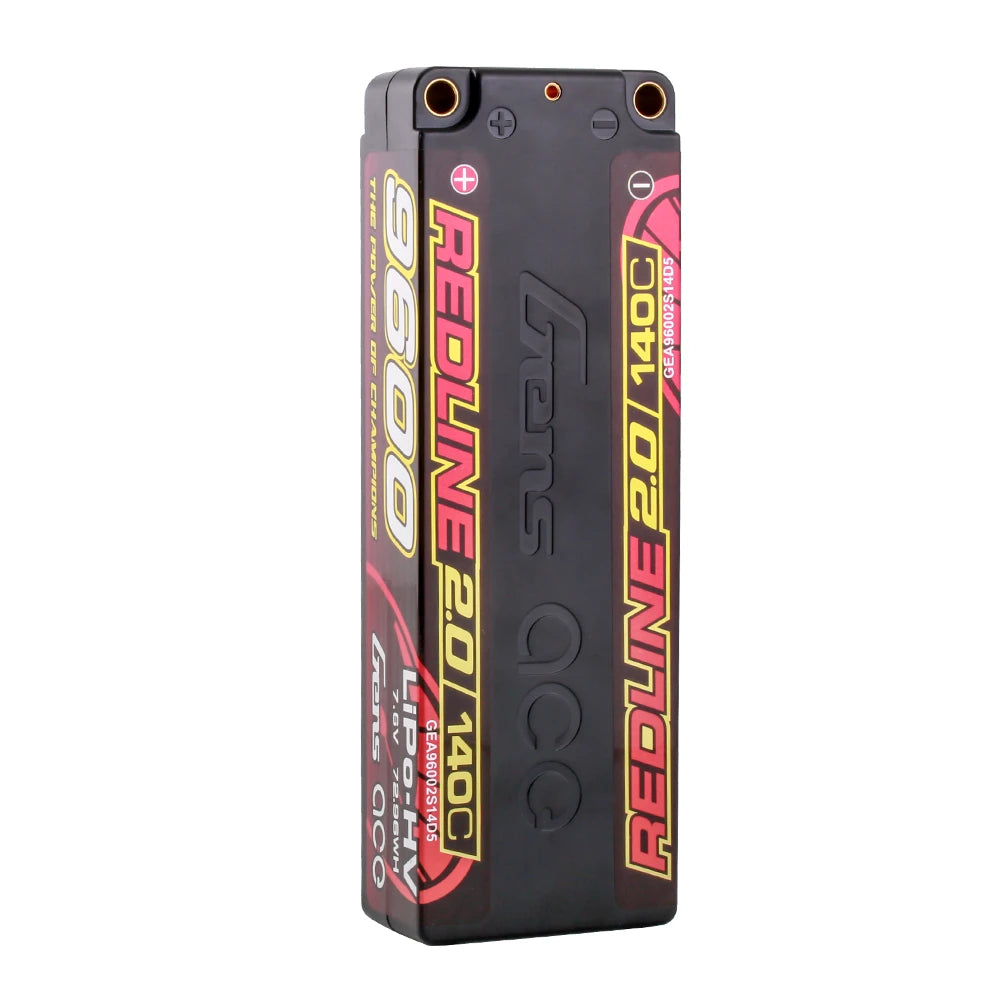 Gens ace 9600mAh 2S 140C 7.6V(HV) Lipo Battery | 5.0mm bullet | Redline 2.0