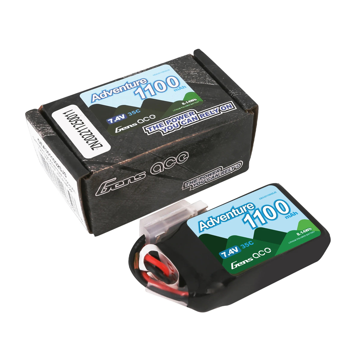 Gens ace 1100mAh 2S 35C 7.4V Lipo Battery | JST-PHR Plug | Adventure (Non-G-Tech)