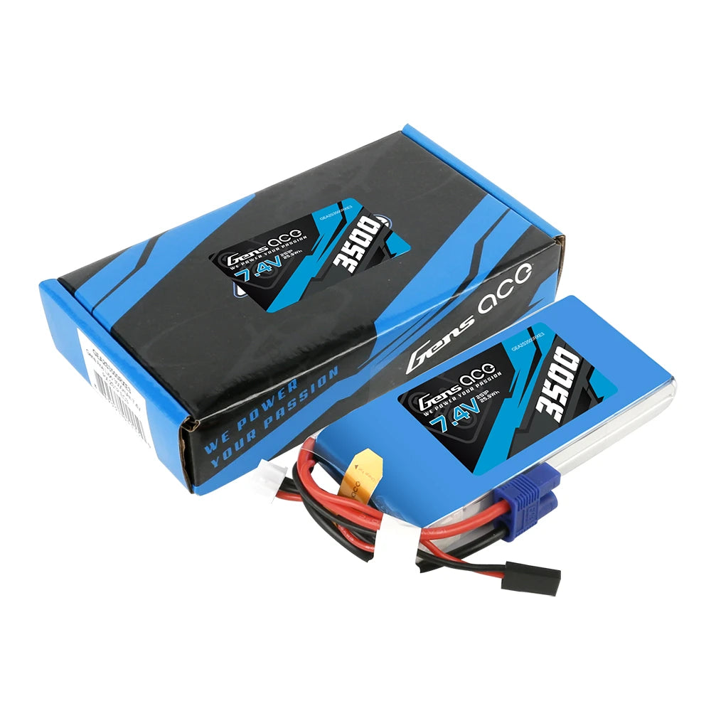 Gens ace 3500mAh 2S 7.4V Lipo Battery | EC3 / JR Plug | TX&RX