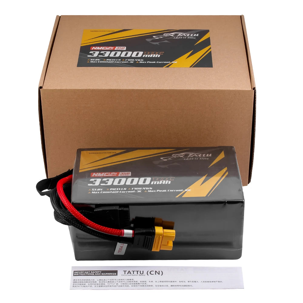 Tattu 33000mAh 14S 10C 51.8V Lipo Battery | AS150U-F Plug | Semi-solid (350Wh/kg)