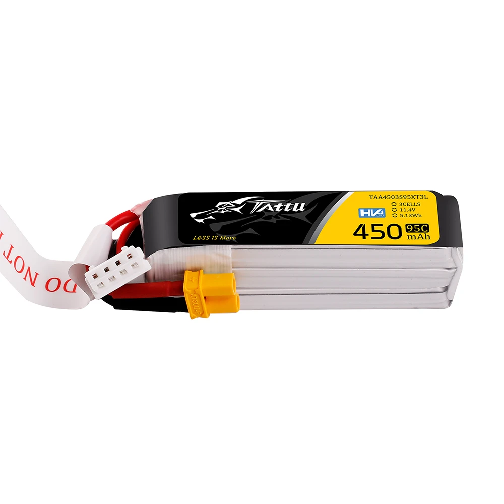 Tattu 450mAh 3S 95C 11.4V(HV) Long Lipo Battery | XT30 Plug | FPV Classic