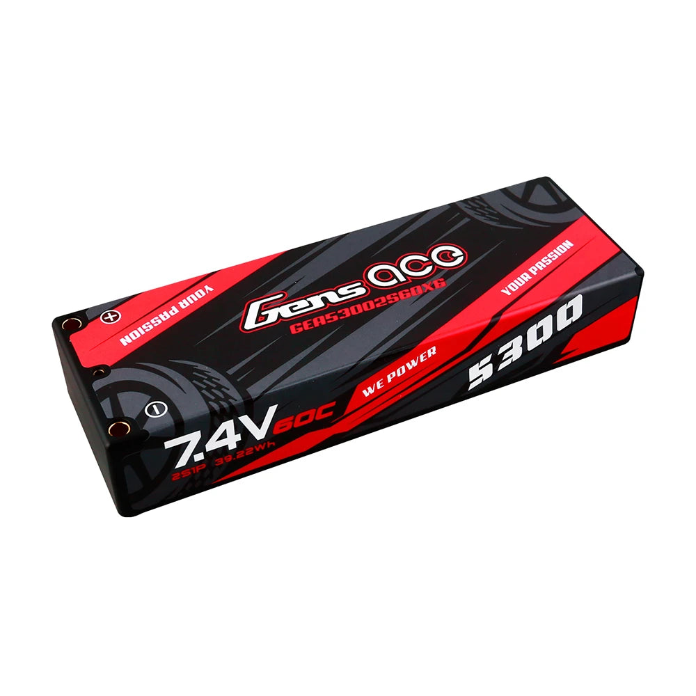 Gens ace 5300mAh 2S 60C 7.4V Lipo Battery | Hardcase | XT60 Plug | Car Classic (Non-G-Tech)