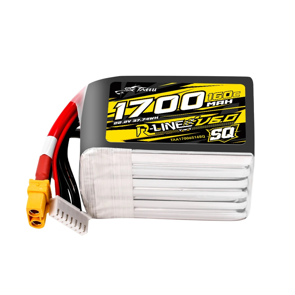 Tattu 1700mAh 6S 160C 22.2V SQ Lipo Battery | XT60 Plug | R-Line 6.0