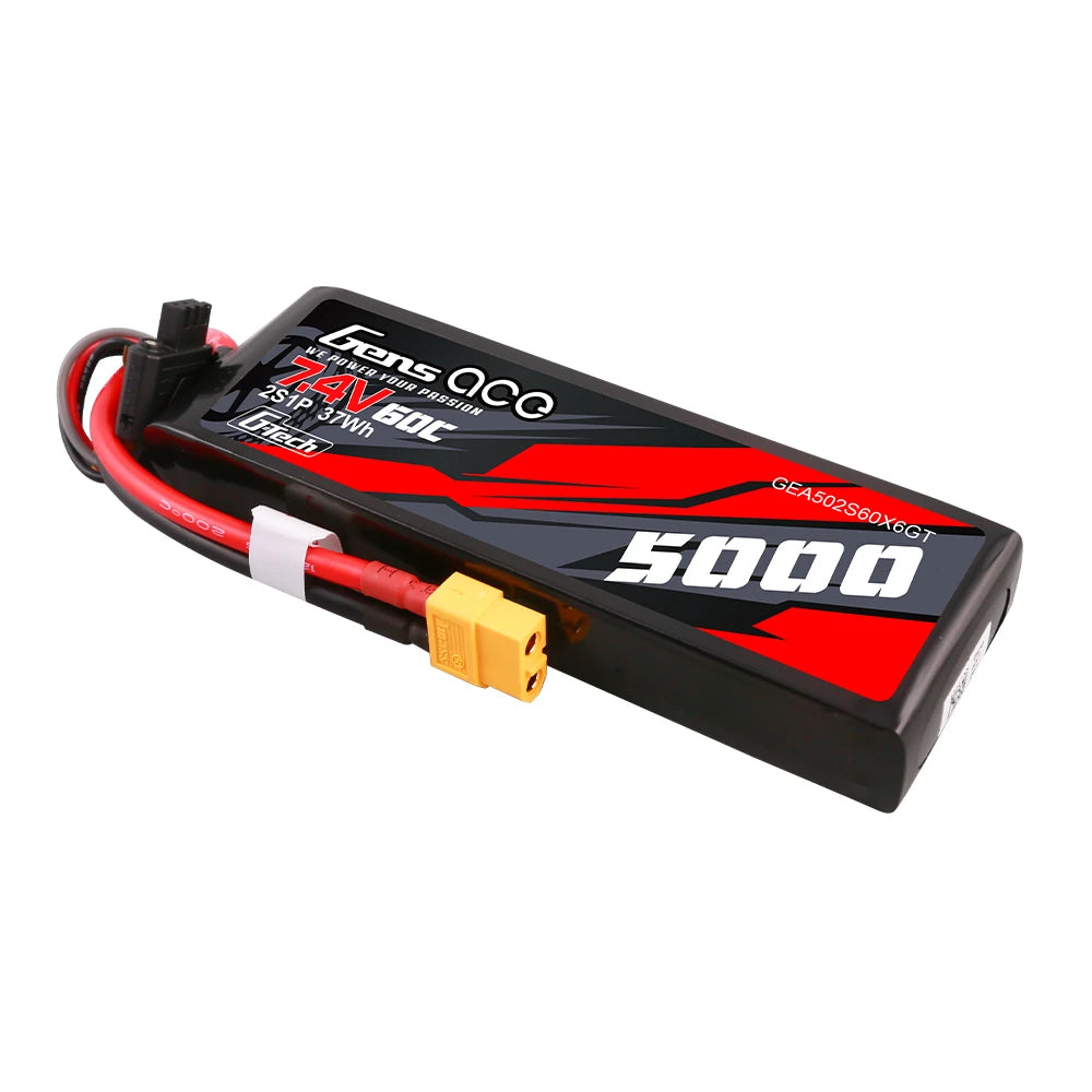 Gens ace 5000mAh 2S 60C 7.4V Short-Size Lipo Battery | XT60 Plug | Car Classic