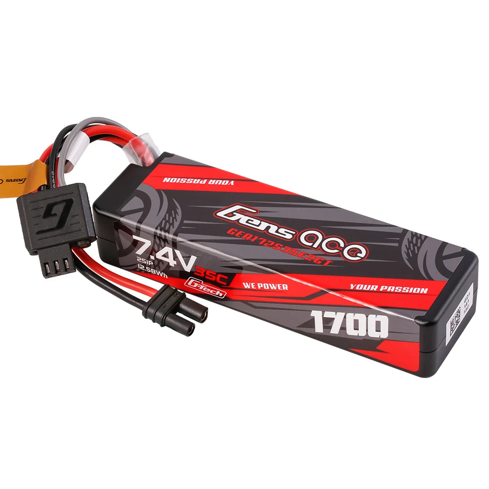 Gens ace 1700mAh 2S 35C 7.4V Lipo Battery | Hardcase | IEC2 Plug | Car Classic