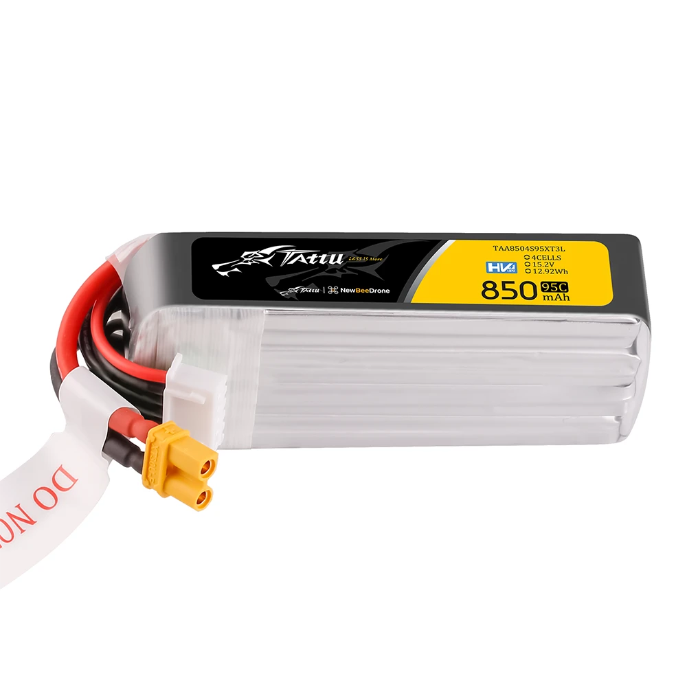 Tattu 850mAh 4S 95C 15.2V(HV) Long Lipo Battery | XT30 Plug | FPV Classic