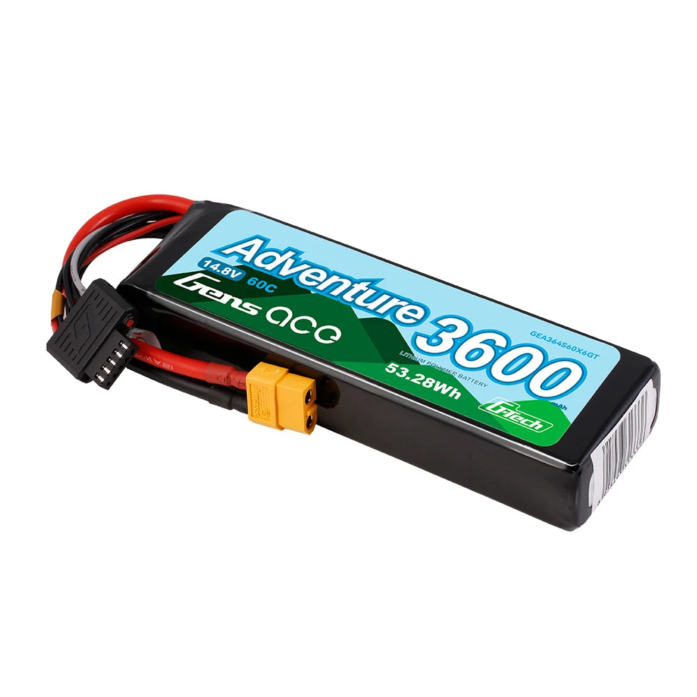 Gens ace 3600mAh 4S 60C 14.8V Lipo Battery | XT60 Plug | Adventure