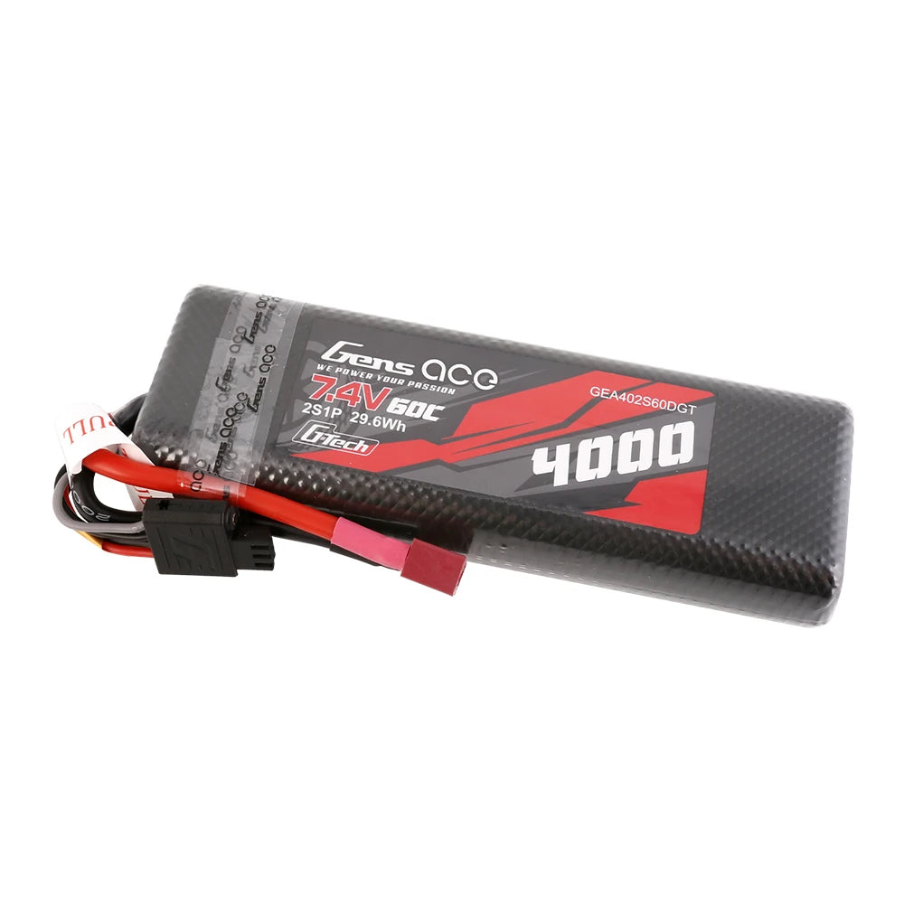 Gens ace 4000mAh 2S 60C 7.4V Lipo Battery | Hardcase | Deans Plug | Car Classic