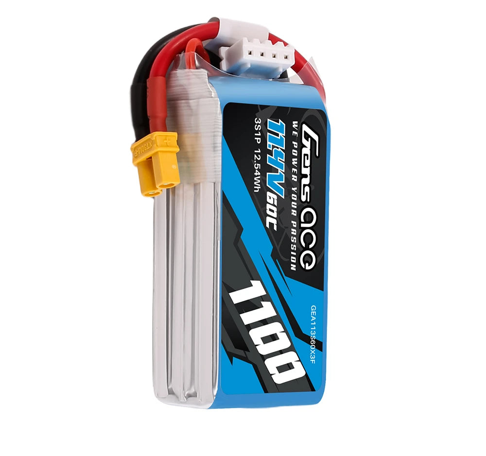 Gens ace 1100mAh 3S 60C 11.4V(HV) Lipo Battery | XT30 Plug | Air Classic (Non-G-Tech)
