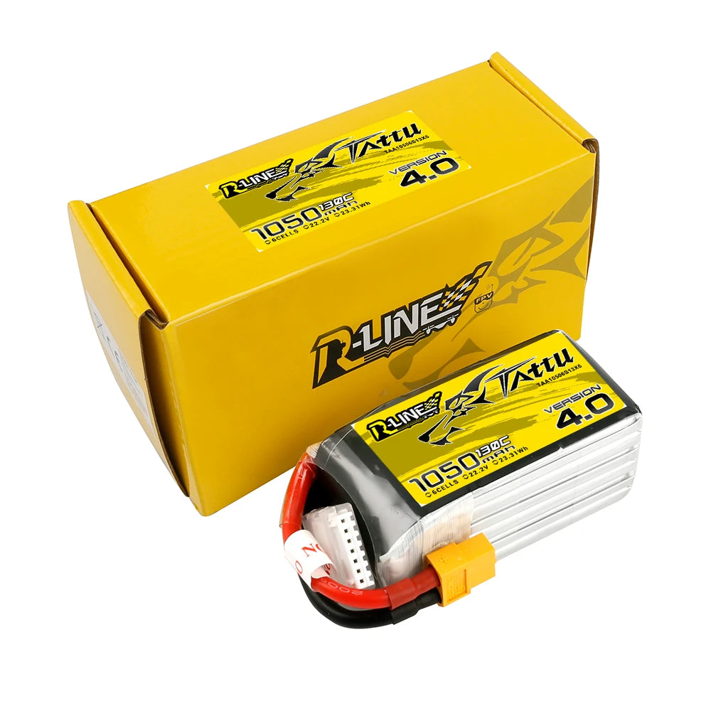 Tattu 1050mAh 6S 130C 22.2V Lipo Battery | XT60 Plug | R-Line 4.0
