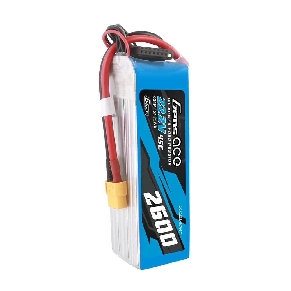 Gens ace 2600mAh 6S 45C 22.2V Lipo Battery | XT60 Plug | Air Classic