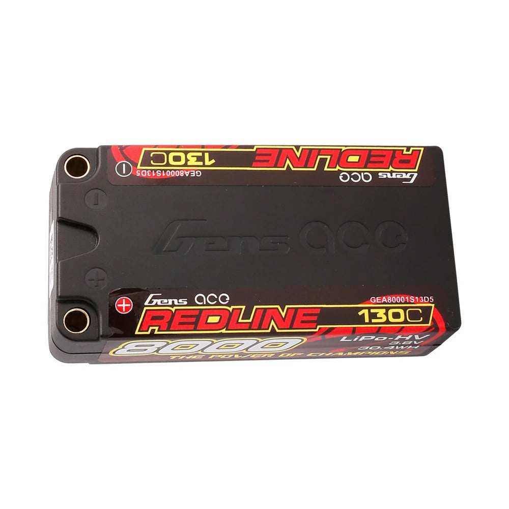 Gens ace 8000mAh 1S 130C 3.8V(HV) Shorty Lipo Battery | 5.0mm bullet | Redline 1.0