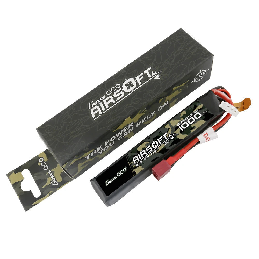 Gens ace 1000mAh 2S 25C 7.4V Lipo Battery | Deans Plug | Airsoft