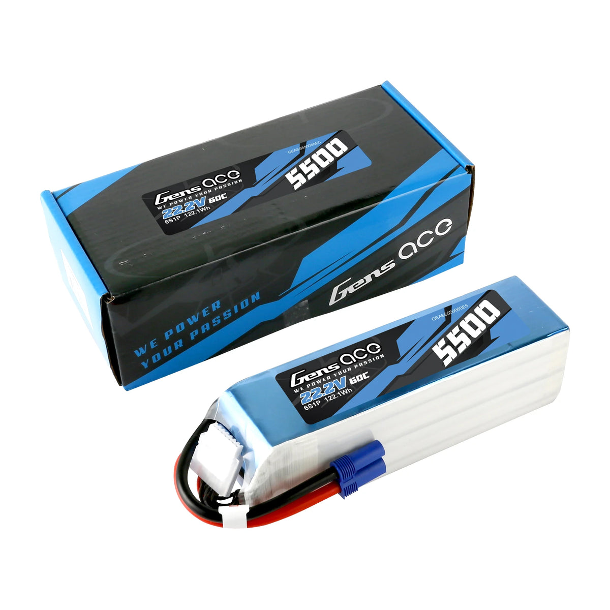 Gens ace 5500mAh 6S 60C 22.2V Lipo Battery | EC5 Plug | Air Classic (Non-G-Tech)