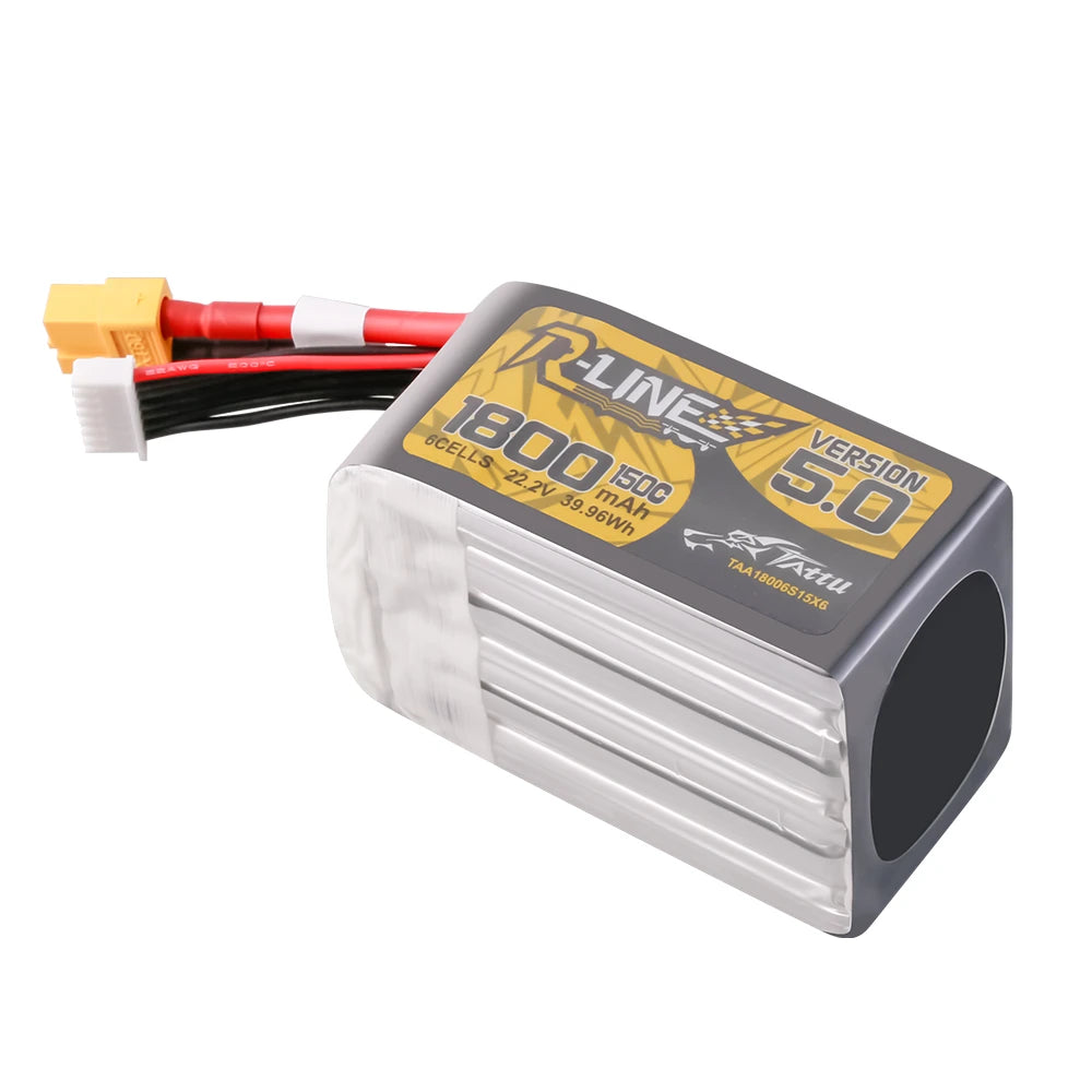 Tattu 1800mAh 6S 150C 22.2V Lipo Battery | XT60 Plug | R-Line 5.0