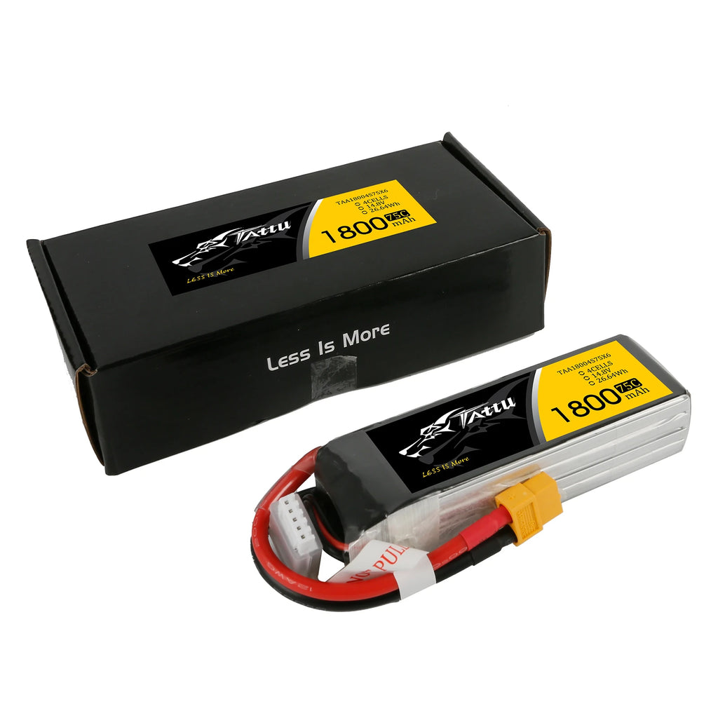 Tattu 1800mAh 4S 75C 14.8V Lipo Battery | XT60 Plug | FPV Classic