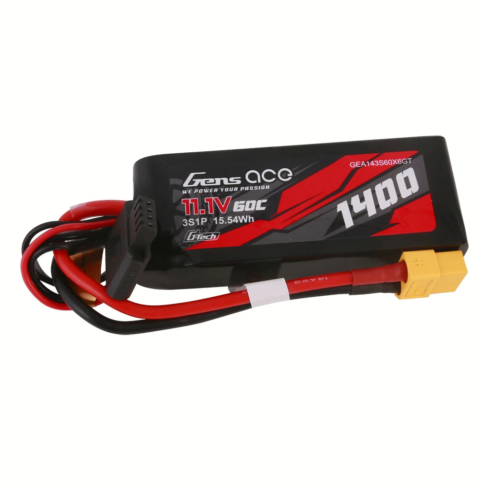 Gens ace 1400mAh 3S 60C 11.1V Lipo Battery | XT60 Plug | Car Classic