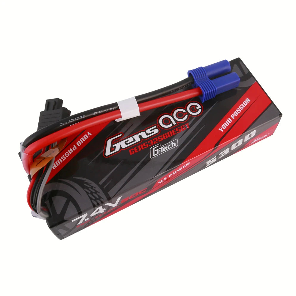 Gens ace 5300mAh 2S 60C 7.4V Lipo Battery | Hardcase | EC5 Plug | Car Classic