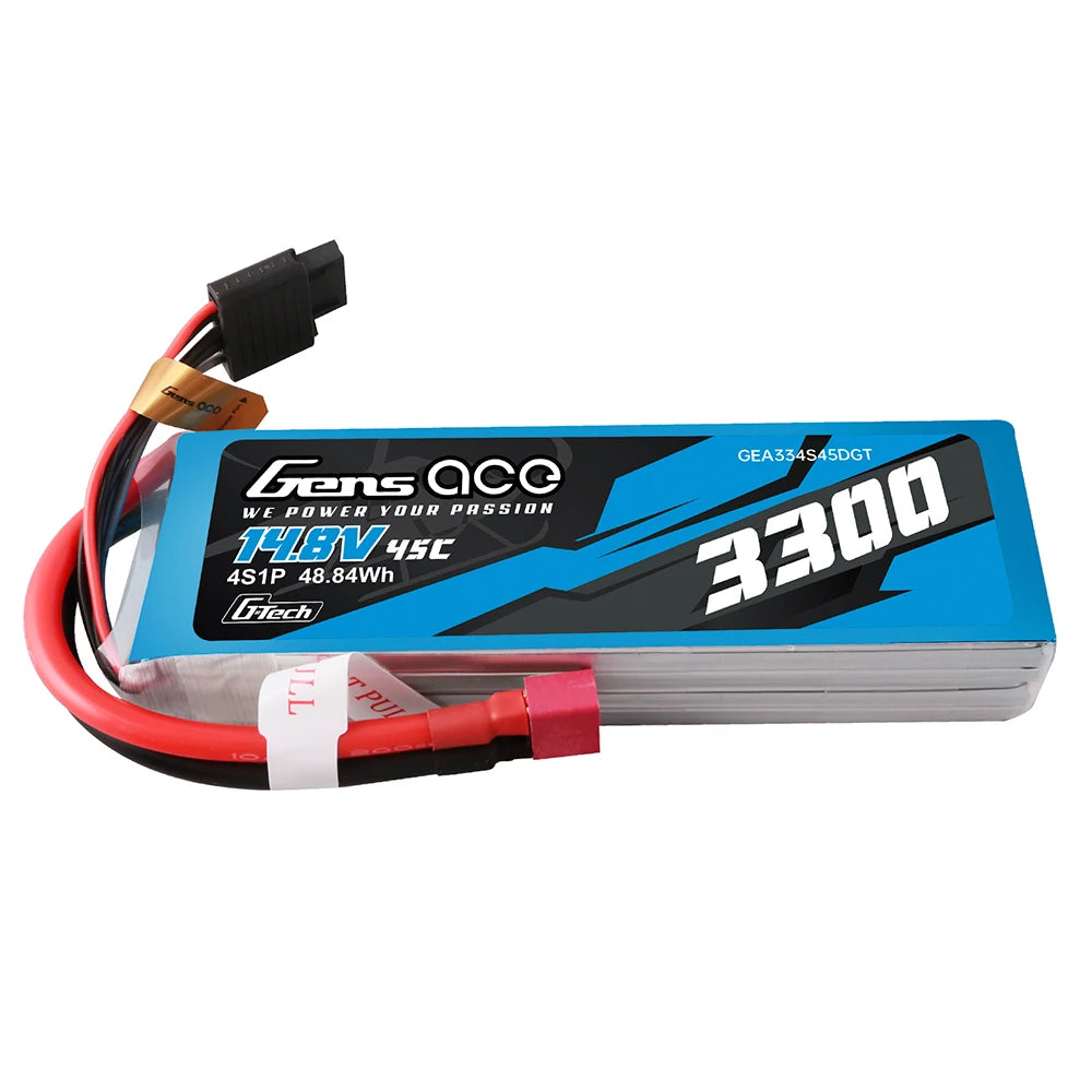 Gens ace 3300mAh 4S 45C 14.8V Lipo Battery | Deans Plug | Air Classic