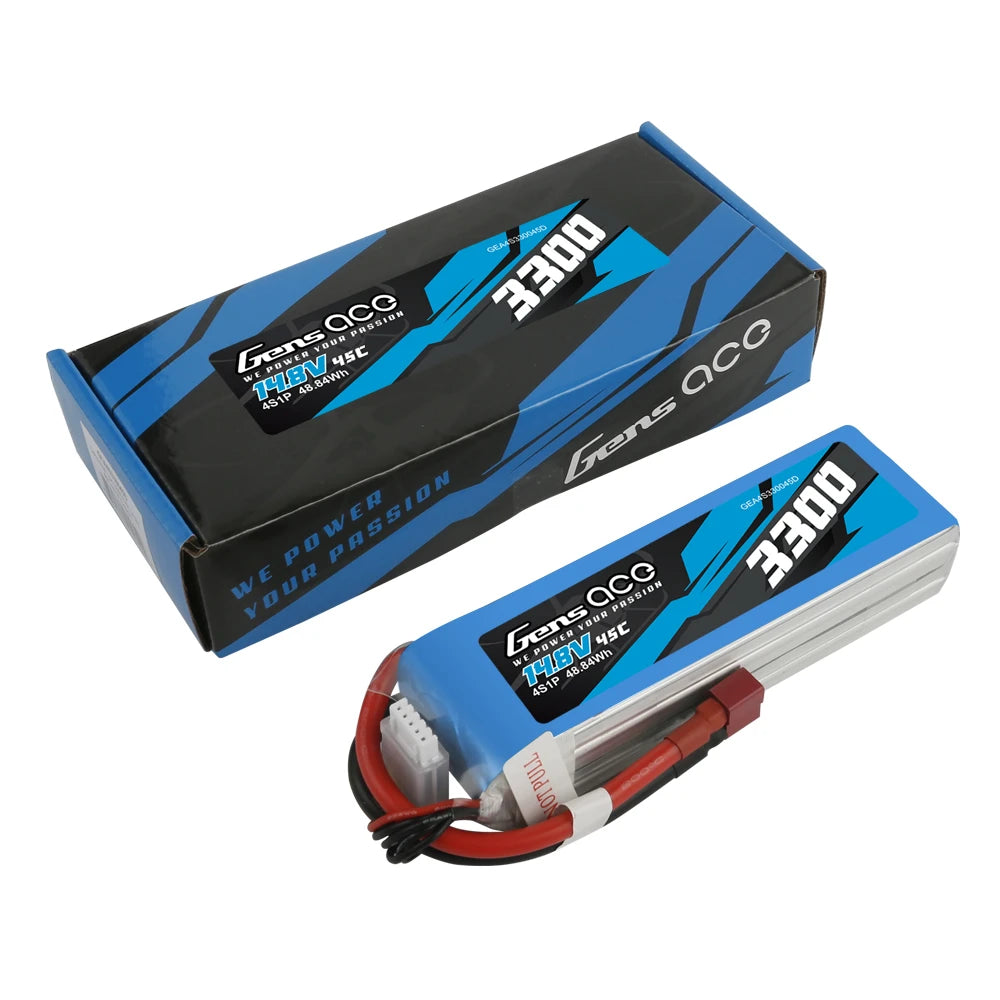 Gens ace 3300mAh 4S 45C 14.8V Lipo Battery | Deans Plug | Air Classic (Non-G-Tech)