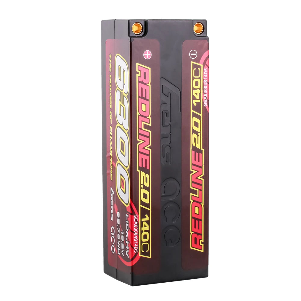 Gens ace 6300mAh 4S 140C 15.2V(HV) Lipo Battery | 5.0mm bullet | Redline 2.0