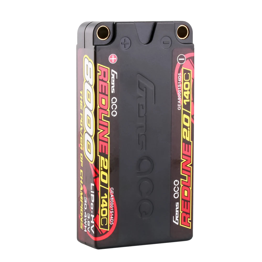 Gens ace 8000mAh 1S 140C 3.8V(HV) Shorty Lipo Battery | 5.0mm bullet | Redline 2.0
