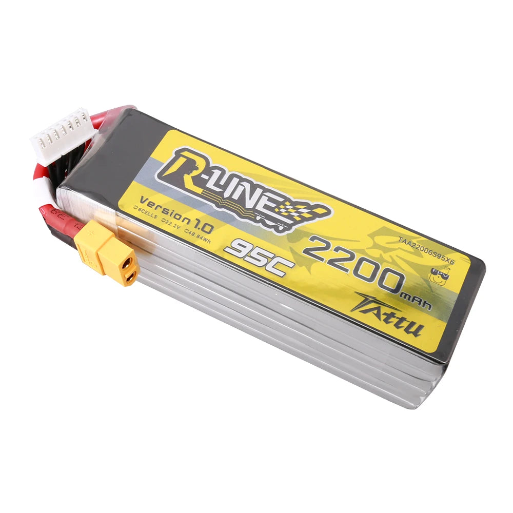 Tattu 2200mAh 6S 95C 22.2V Lipo Battery | XT60 Plug | R-Line 1.0