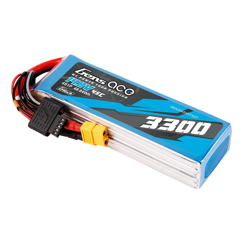 Gens ace 3300mAh 4S 45C 14.8V Lipo Battery | XT60+EC3+Deans | Air Classic