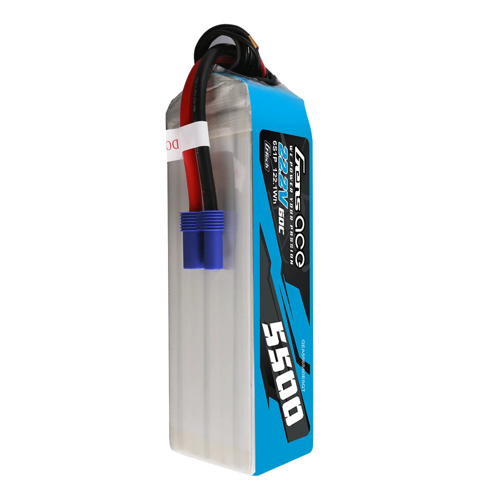 Gens ace 5500mAh 6S 60C 22.2V Lipo Battery | EC5 Plug | Air Classic